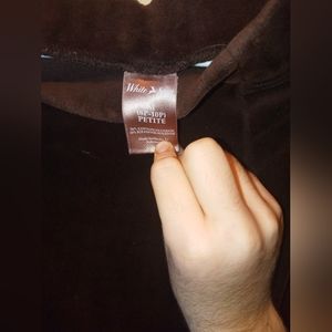 White stage brown fuzzy stretch pants